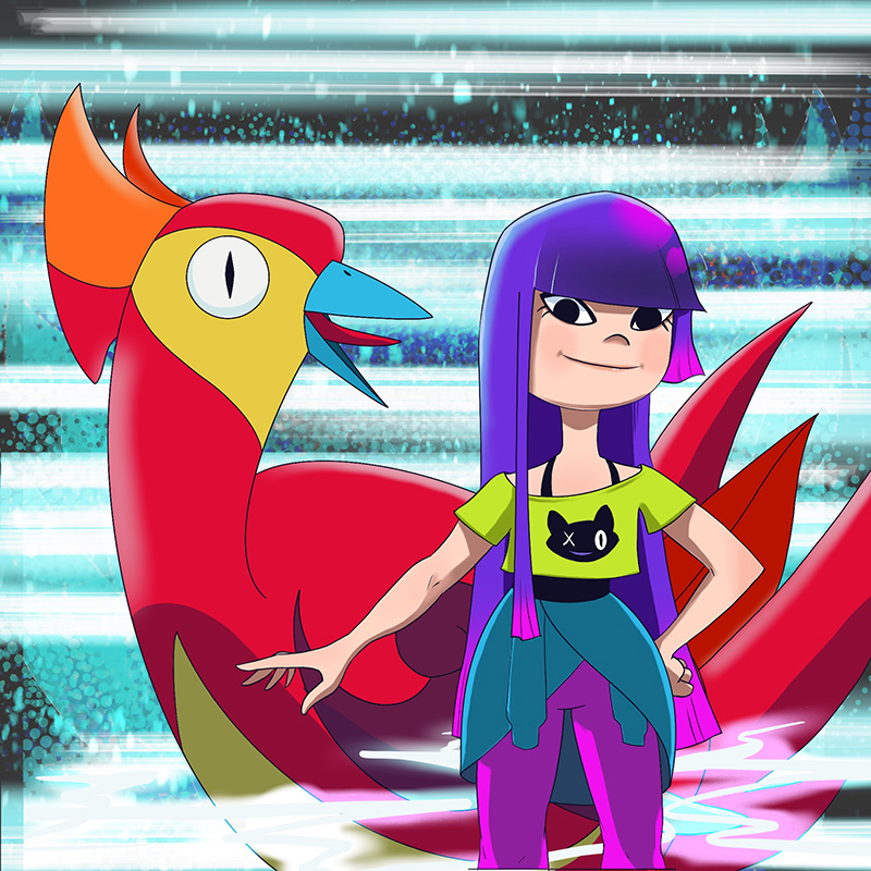 Miko and her bird from Glitch Techs